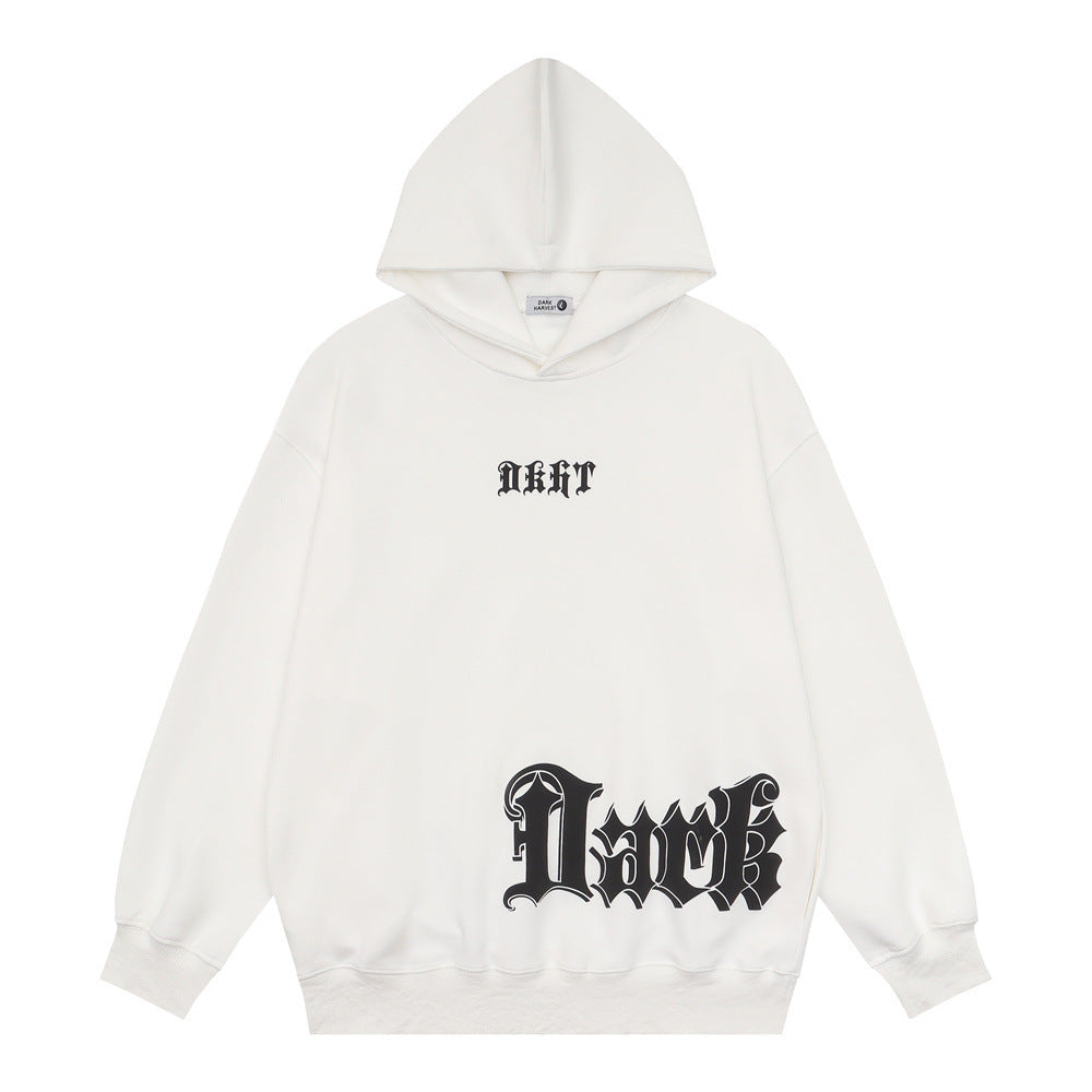 Gothic Letter Printed Hoodie Men