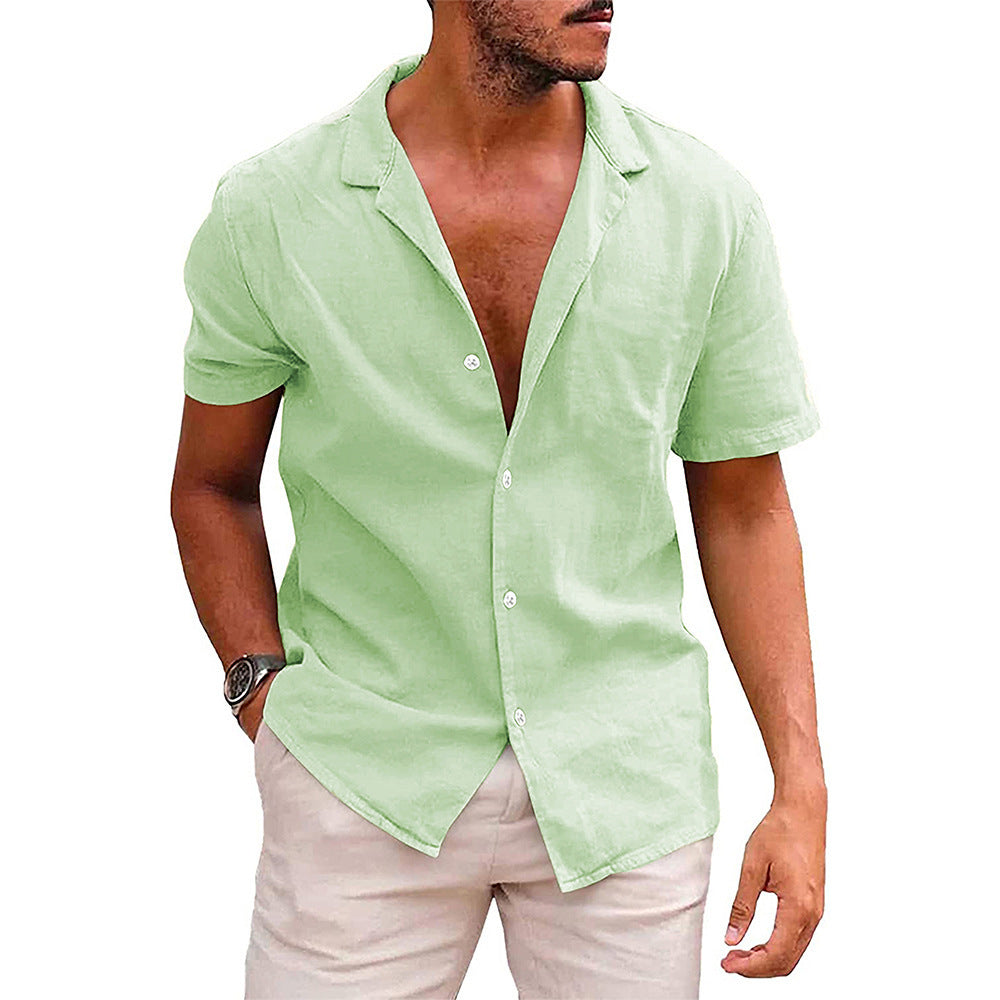 Men's Tops Casual Button Down Shirt Short Sleeve Beach Shirt Summer Mens Clothing