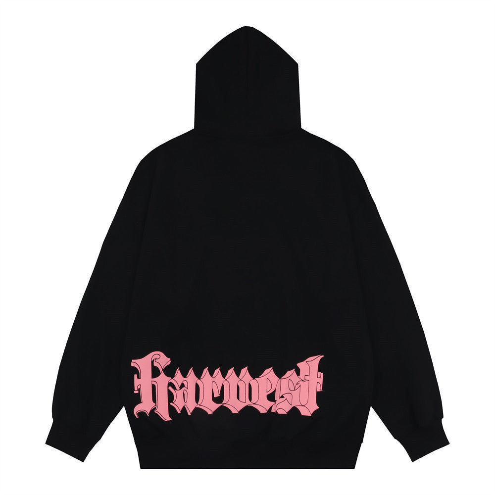 Gothic Letter Printed Hoodie Men